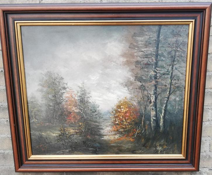 Kok, Bosgezicht. Olie/doek. 73/63 cm., Antiek en Kunst, Kunst | Schilderijen | Klassiek, Ophalen