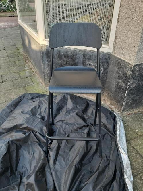 Ikea FRANKLIN Barkruk, opklapbaar, zwart/zwart, 74 cm, Huis en Inrichting, Barkrukken, Zo goed als nieuw, 60 tot 90 cm, Hout, Metaal