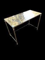 Gouden Bijzettafel met Glazen Blad, Huis en Inrichting, Tafels | Bijzettafels, Gebruikt, 55 tot 75 cm, Glas, Hollywood Regency