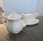 Wedgwood Queen's Plain koffie pot en jus kom met onder bord, Ophalen of Verzenden