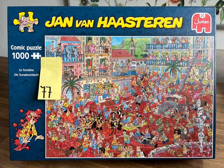 Jan van Haasteren - Tomaten gevecht Tomatina 1000 stuk  (77), Hobby en Vrije tijd, Denksport en Puzzels, Zo goed als nieuw, Legpuzzel