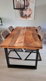 Mangohouten eettafel 190x200, Ophalen, 50 tot 100 cm, Zo goed als nieuw, Vijf personen of meer