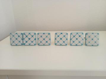 Kastknop meubelknop keramiek vierkant wit turquoise  beschikbaar voor biedingen