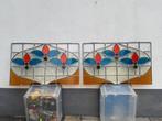 2 Glas-in-lood voorzetramen - 77 x 48 cm, Ophalen, Gebruikt