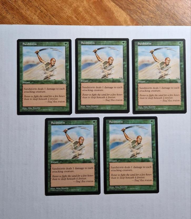 MTG Mirage - Sandstorm (x5), Hobby en Vrije tijd, Verzamelkaartspellen | Magic the Gathering, Zo goed als nieuw, Meerdere kaarten