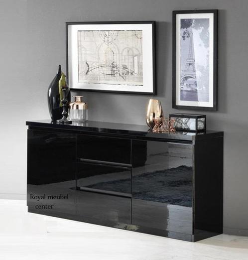 Dressoir kast hoogglans zwart-wit-marmer-AANBIEDING--, Huis en Inrichting, Kasten | Dressoirs, Nieuw, 200 cm of meer, 25 tot 50 cm