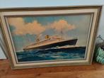 Schilderij ? van de SS Statendam in lijst, Ophalen of Verzenden, Zo goed als nieuw, Motorboot, Kaart, Foto of Prent