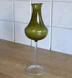 Vintage glazen vaas glas Germany olijfgroen kelk groen, Huis en Inrichting, Woonaccessoires | Vazen, Minder dan 50 cm, Groen, Glas