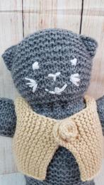 Gebreide knuffel, Poes, grijs, 25 cm. 4C3, Tweedehands verkoop, Tweedehands verkoop, Gebruikt, Overige typen