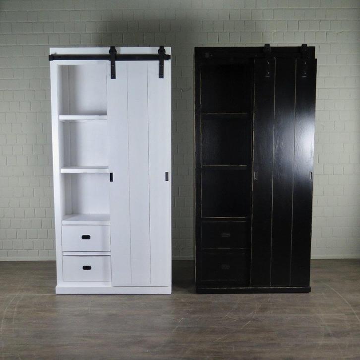 20298 Kast Boekenkast 1,10 m Massief Hout in 4 kleuren, Huis en Inrichting, Kasten | Boekenkasten, Nieuw, Met lade(s), Met deur(en)