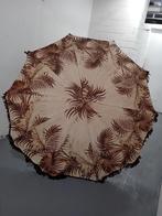 Parasol Stokparasol retro vintage bruin met franje, Tuin en Terras, Parasols, Ophalen of Verzenden, Gebruikt, 1 tot 2 meter, Stokparasol