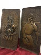 2 messing / koper wanddecoraties, Ophalen of Verzenden