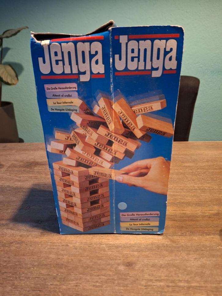 Jenga spel 54 houten blokken en stapelbak, Hobby en Vrije tijd, Gezelschapsspellen | Overige, Ophalen of Verzenden