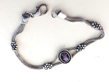 vintage sterling zilver armband met paarse agaat beschikbaar voor biedingen