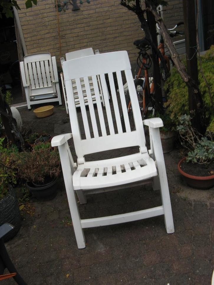Tuinstoelen wit Hartman, Tuin en Terras, Tuinstoelen, Gebruikt, Kunststof, Inklapbaar, Verstelbaar, Ophalen