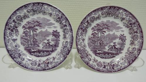 Paars wandbordje Amazone P.Regout 2x [1768], Antiek en Kunst, Antiek | Servies los, Ophalen