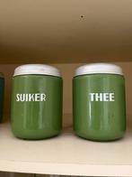 Twee voorraadbussen groen retro, Antiek en Kunst, Antiek | Emaille, Ophalen
