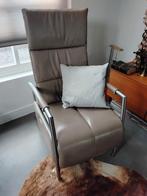 Lederen Relaxfauteuil met Metalen Frame, Huis en Inrichting, Fauteuils, Ophalen, Gebruikt, 75 tot 100 cm, Metaal