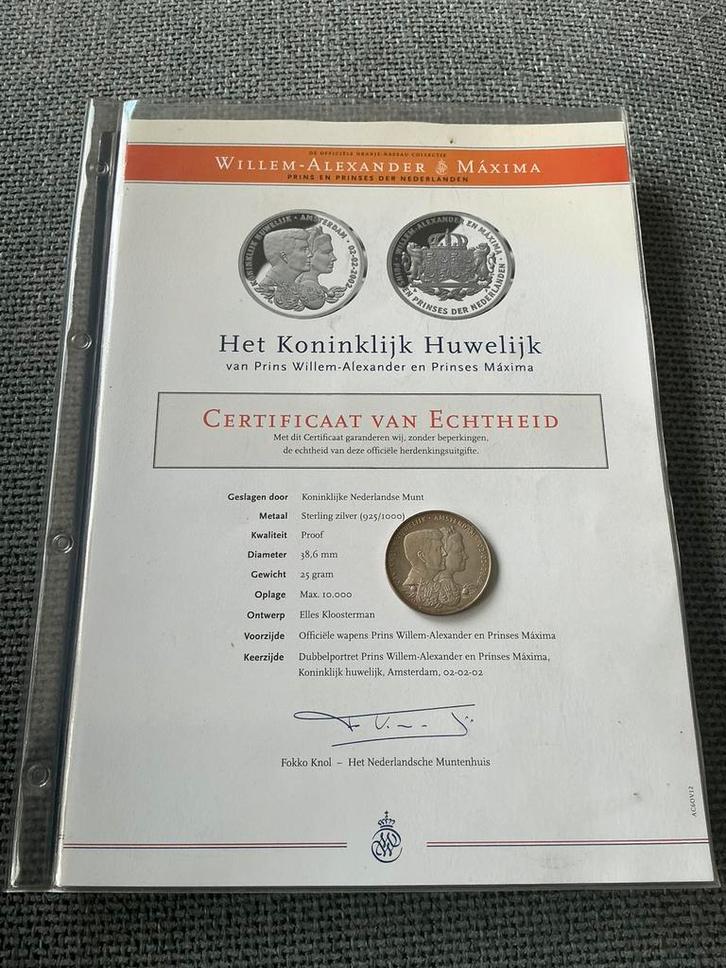 Te koop munt van Koninklijk Huwelijk Amsterdam 02-02-2002, Postzegels en Munten, Munten | Nederland, Losse munt, Overige waardes