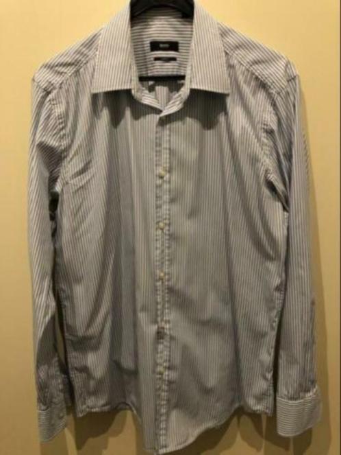Netjes Hugo Boss overhemd wit blauw gestreept 41 slim fit, Kleding | Heren, Overhemden, Zo goed als nieuw, Halswijdte 41/42 (L)
