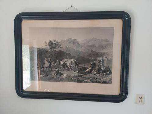 Grote antieke ets print - ingelijst - Thomson / Mottram, Antiek en Kunst, Kunst | Etsen en Gravures, Ophalen