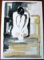 zeldzame offsetdruk in aquarelstijl “Just Dream” H. le Bret, Minder dan 50 cm, Gebruikt, Oorspronkelijke maker, Ophalen of Verzenden