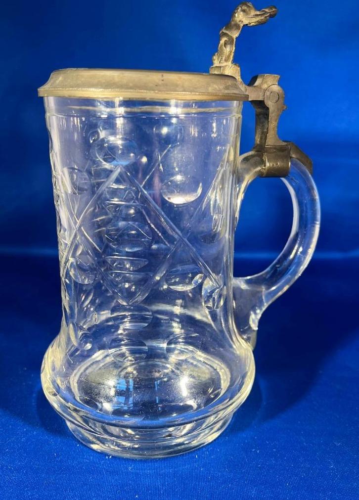 Geslepen kristallen of glazen bierpul, Antiek en Kunst, Antiek | Glas en Kristal, Ophalen of Verzenden