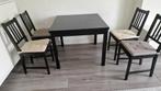 Eettafel (uitschuifbaar) met 4 stoelen, Huis en Inrichting, Complete eetkamers, Ophalen, Gebruikt, 4 tot 6 stoelen