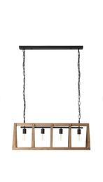 Industriële hanglamp met zwart metaal en hout., Ophalen of Verzenden, Zo goed als nieuw, Metaal, 75 cm of meer