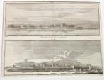 2 kopergravures Willemstad en Steenbergen, Spilman, 1743, Antiek en Kunst, Ophalen of Verzenden