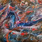 Schilderij visjes en bubbels, Minder dan 50 cm, Ophalen of Verzenden, Zo goed als nieuw, Schilderij