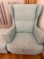 Ikea Strandmon Fauteuil met Voetenbank - Mintgroen, Ophalen, Gebruikt, Stof, 75 tot 100 cm