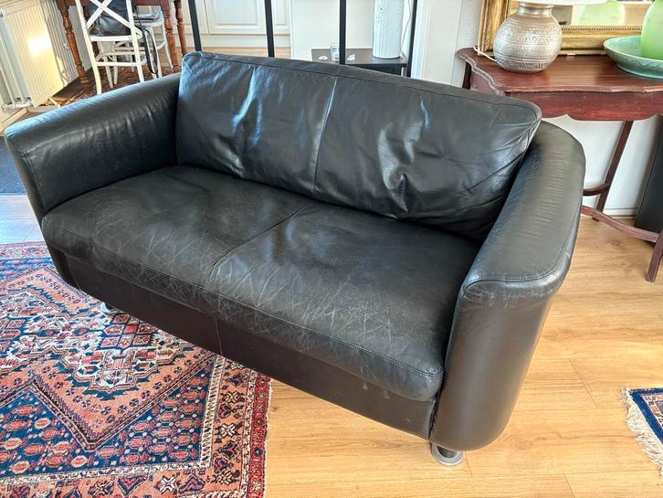 Leren Design Bank - Vougn Stijl - Gratis Ophalen!, Huis en Inrichting, Banken | Bankstellen, Gebruikt, Rechte bank, Tweepersoons