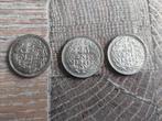 3 x 25 cent 1941 Nederland, Postzegels en Munten, Munten | Nederland, Ophalen of Verzenden, Koningin Wilhelmina, 25 cent