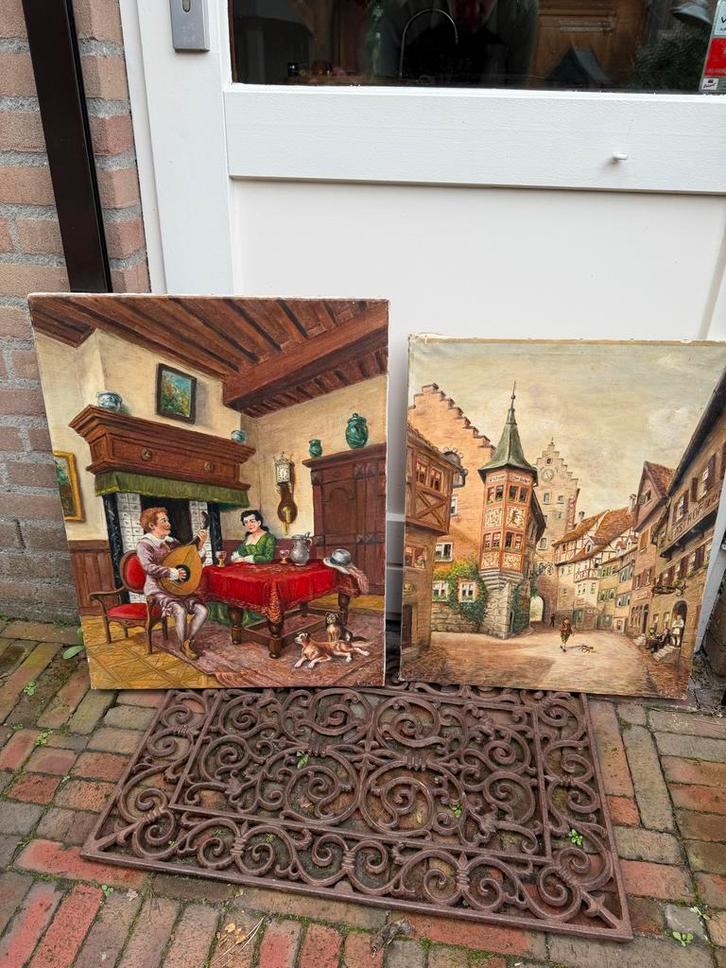 Twee Schilderijen op Doek, Antiek en Kunst, Kunst | Schilderijen | Klassiek, Ophalen