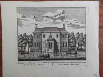 50 / Dubbelhof aan de Rijn Gravure uit 1732 beschikbaar voor biedingen