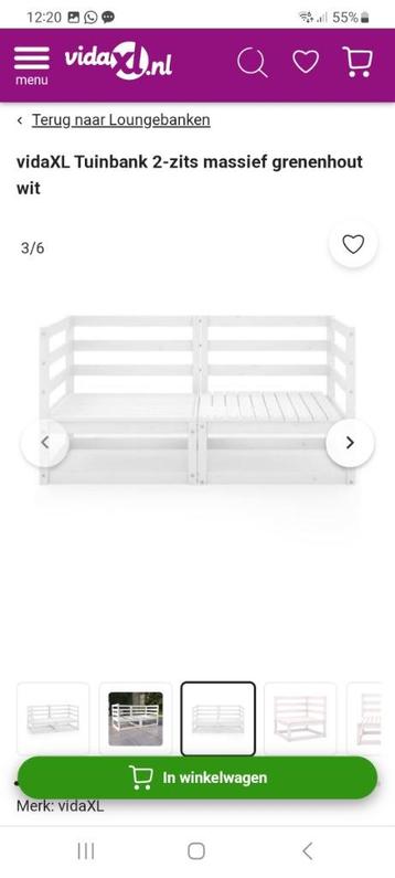 Witte houten tuinbank/loungeset 2x nieuw  beschikbaar voor biedingen