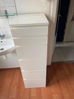 Malm ladekast 6 lades wit met spiegelkast, Huis en Inrichting, Kasten | Ladekasten, Overige materialen, Minder dan 50 cm, Gebruikt