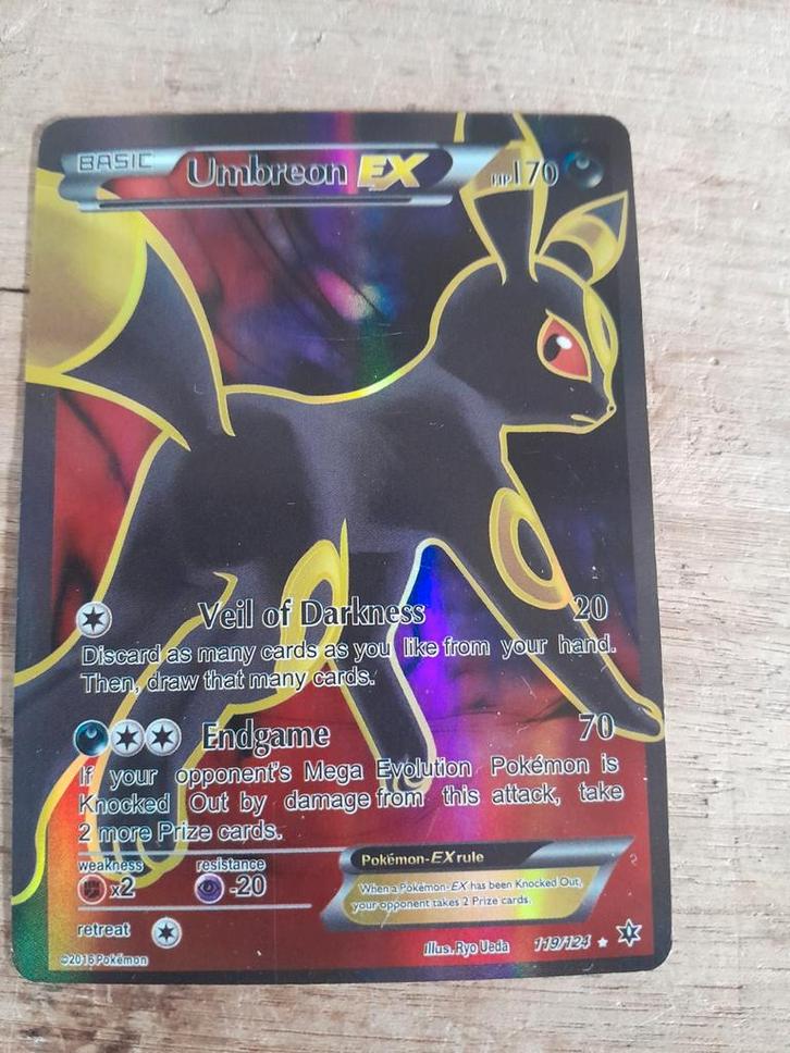 Pokémon Umbreon EX 119/124 - Rare Ultra, Hobby en Vrije tijd, Verzamelkaartspellen | Pokémon, Gebruikt, Losse kaart, Foil, Ophalen