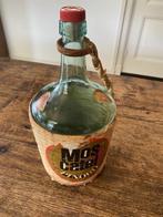 Fles Moscatel pinord in rieten mand - vintage, brocante, Ophalen of Verzenden