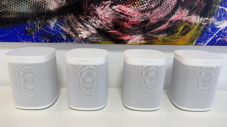4 X Sonos One met Google Assistent. ( goed lezen ), Audio, Tv en Foto, Luidsprekers, Zo goed als nieuw, Front, Rear of Stereo speakers