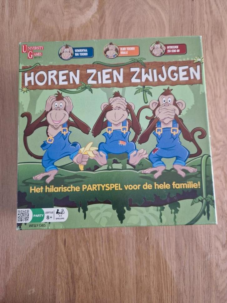 Horen zien en zwijgen spel., Hobby en Vrije tijd, Gezelschapsspellen | Bordspellen, Zo goed als nieuw, Een of twee spelers, Drie of vier spelers