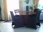 eetkamer ==leren stoelen en tafel== nog mooi-, Huis en Inrichting, Complete eetkamers, Ophalen, Zo goed als nieuw, Mooi, 4 tot 6 stoelen