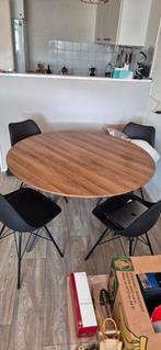 Eetkamertafel met 4 stoelen, Huis en Inrichting, Tafels | Eettafels, Ophalen, Rond, Zo goed als nieuw, Vier personen