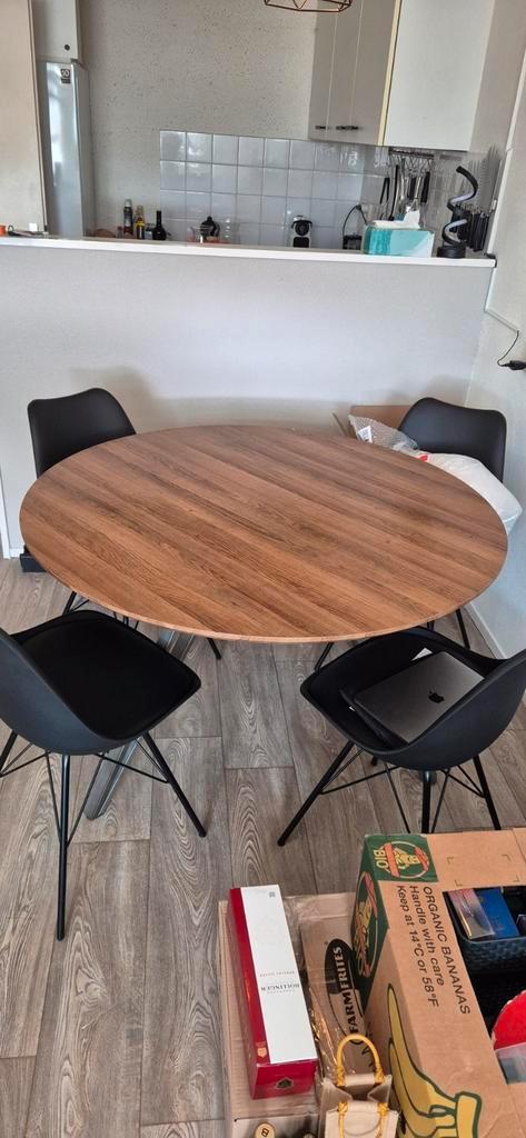 Eetkamertafel met 4 stoelen, Huis en Inrichting, Tafels | Eettafels, Zo goed als nieuw, 100 tot 150 cm, 100 tot 150 cm, Vier personen