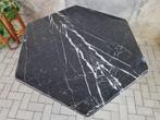 Vintage Zwart Wit Marmeren Eettafel | Uitschuifbare Tafel, Gebruikt, Metaal, 100 tot 150 cm, Vintage retro Boho