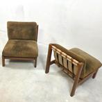 5x Brutalist Gustav Bergmann stoel 60s suède groen, Ophalen, Gebruikt, 50 tot 75 cm, Leer