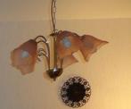 Messing Hanglamp met glazen kelken 2x, Ophalen of Verzenden, Glas, Minder dan 50 cm