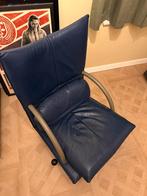 RELAX Vintage Rolf Benz Leren Swivel Fauteuil, Torino Bmp., Huis en Inrichting, Ophalen, Gebruikt, Blauw, Leer