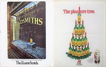 9 vintage advertenties reclames J&B Whiskey 66-92 whisky beschikbaar voor biedingen